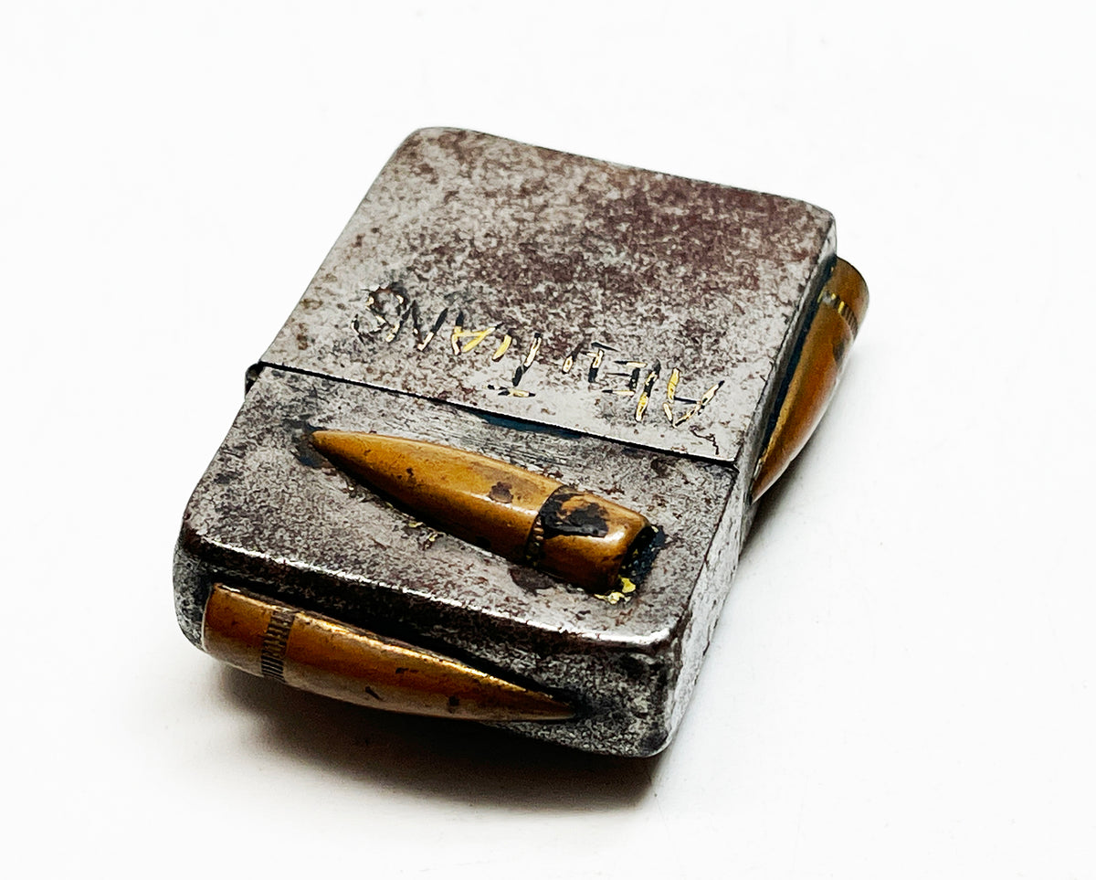 1942 Black Crackle WWII Military Trench Art  Aleutian Islands Zippo with Original 1942 Insert