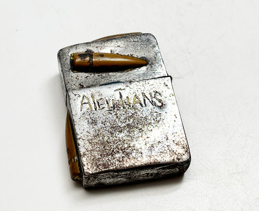 1942 Black Crackle WWII Military Trench Art  Aleutian Islands Zippo with Original 1942 Insert