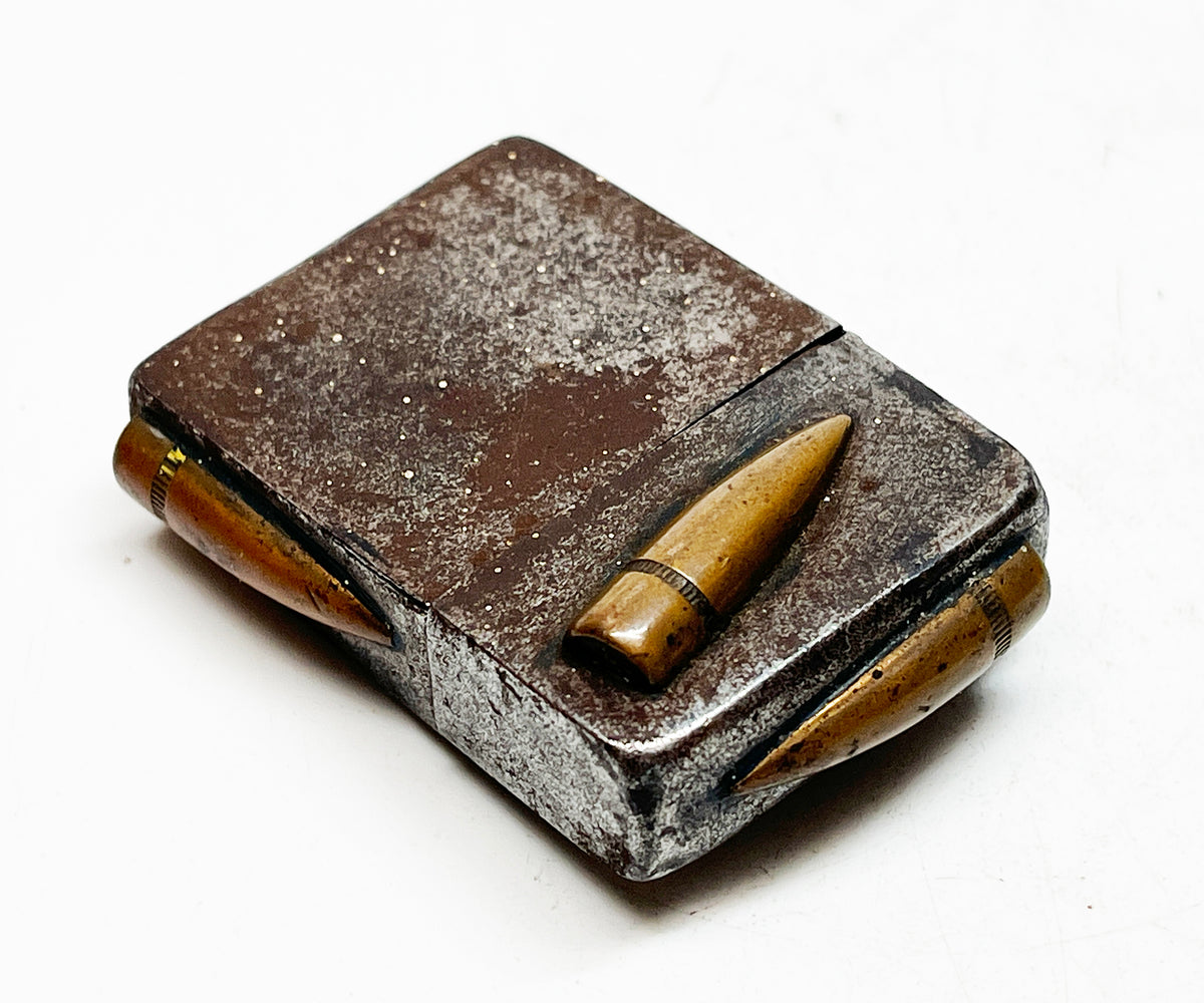 1942 Black Crackle WWII Military Trench Art  Aleutian Islands Zippo with Original 1942 Insert