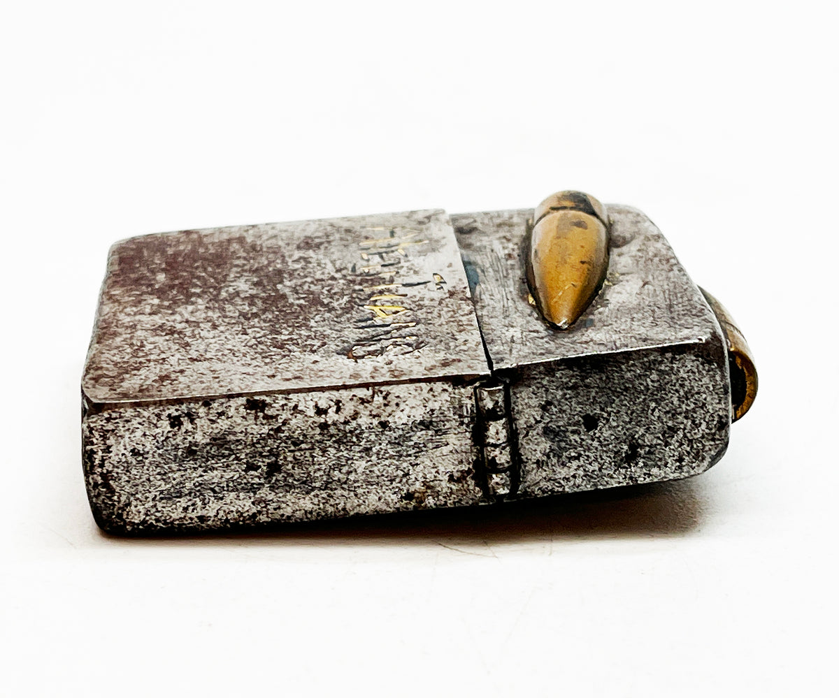 1942 Black Crackle WWII Military Trench Art  Aleutian Islands Zippo with Original 1942 Insert