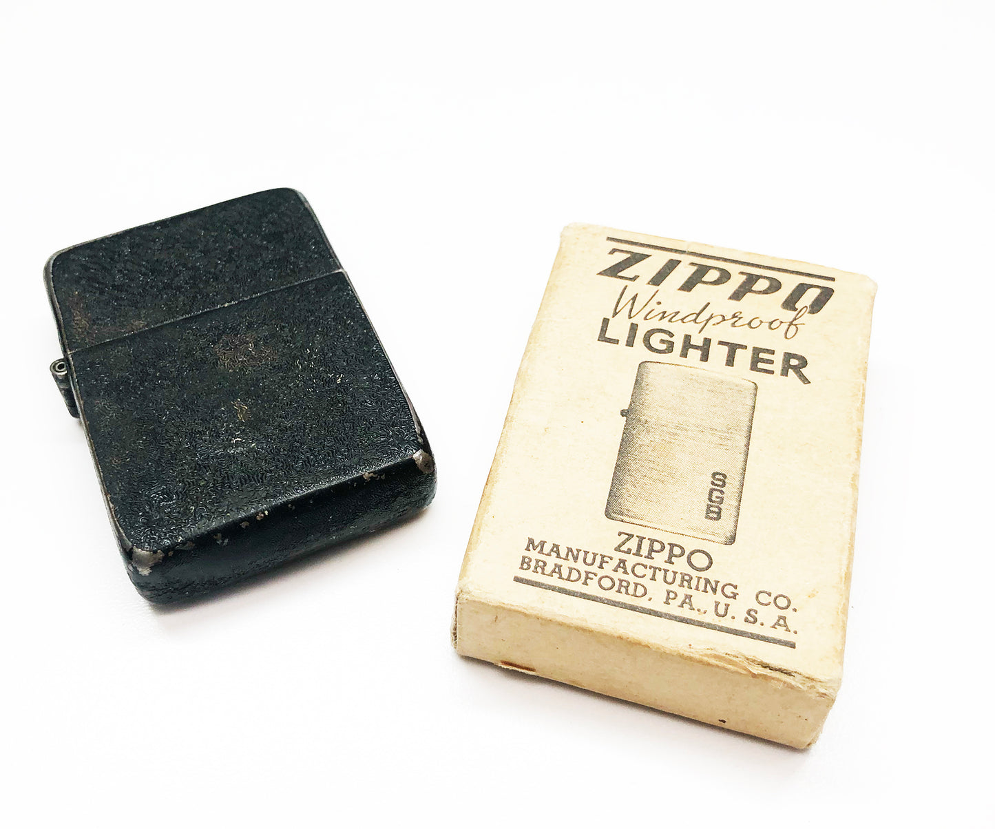 Rare 1943-1945 Black Crackle WWII Zippo with Original Box