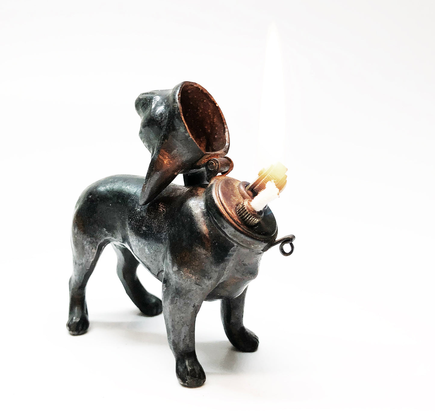 1912 MEB Figural Bronze Dog Lighter Made in Austria
