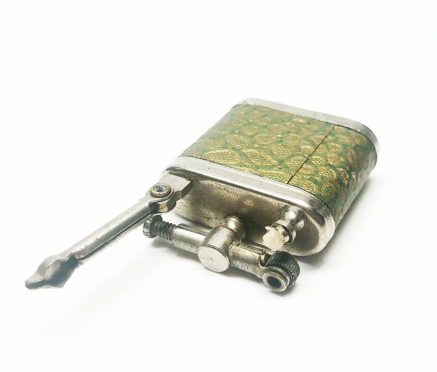 1940s Lift Arm Faux Green Leather Lighter