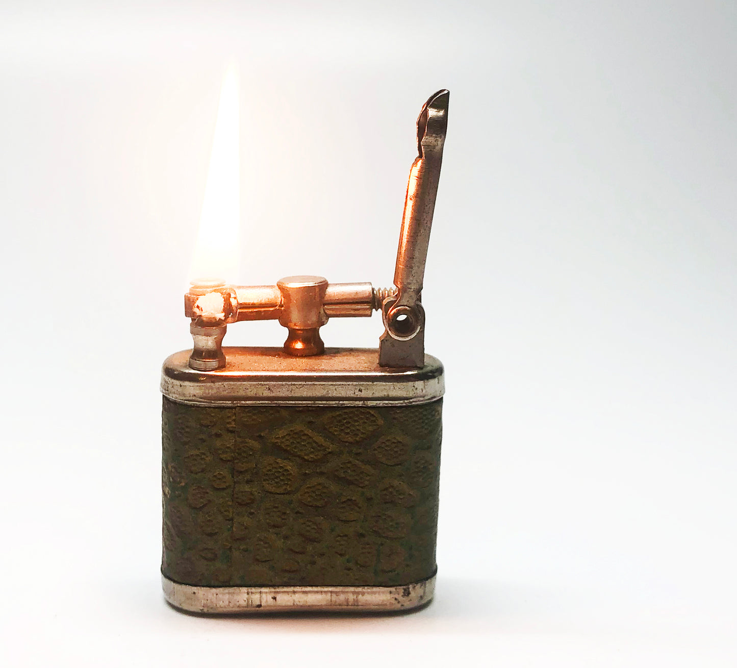 1940s Lift Arm Faux Green Leather Lighter