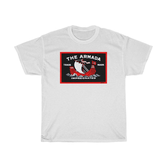 The Armada Ship Themed Safety Matchbox T-Shirt - Vintage Japanese Match Box Print Tshirt