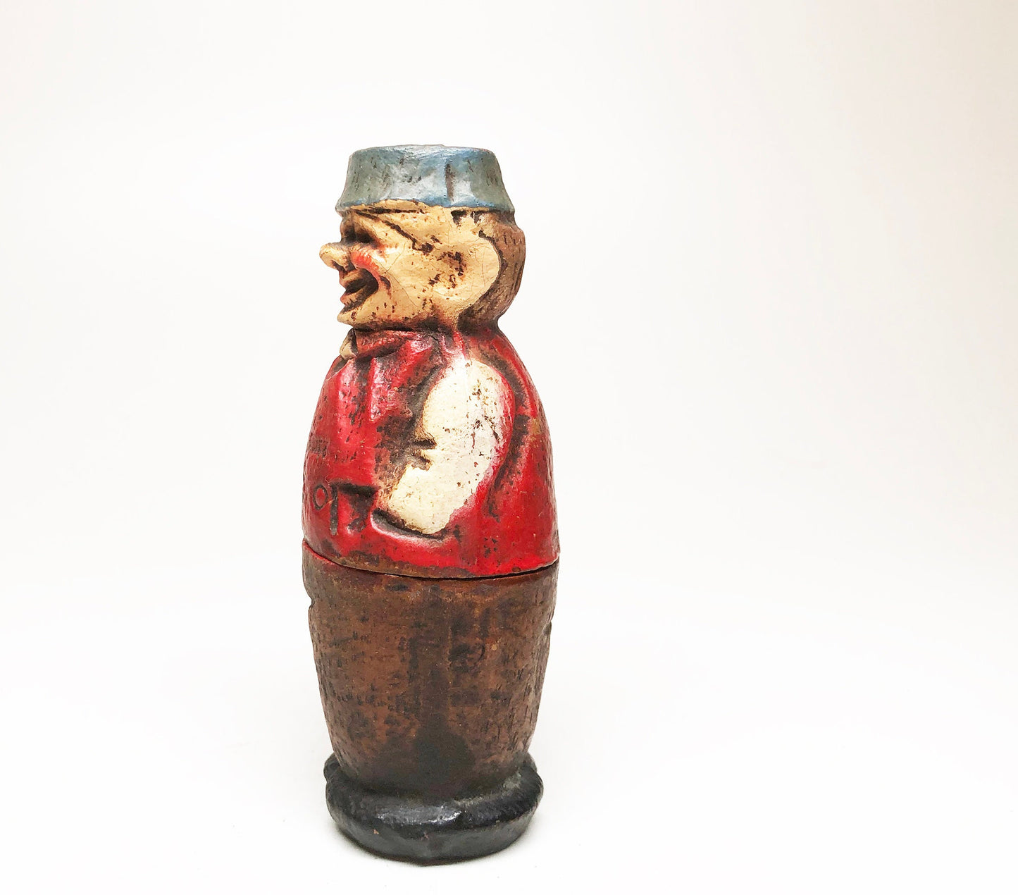 WORKING FIGURAL LIGHTER - 1940s Old Man Wooden Figural Lighter Made in the Usa