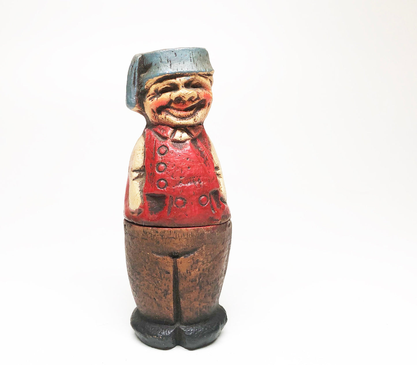 WORKING FIGURAL LIGHTER - 1940s Old Man Wooden Figural Lighter Made in the Usa