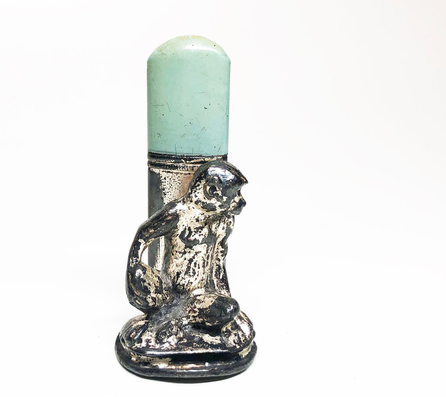 Vintage Monkey Lighter - Working 1920s Meb Figural Art Nouveau Antique Enameled Sleeve Table Lighter Made in Germany