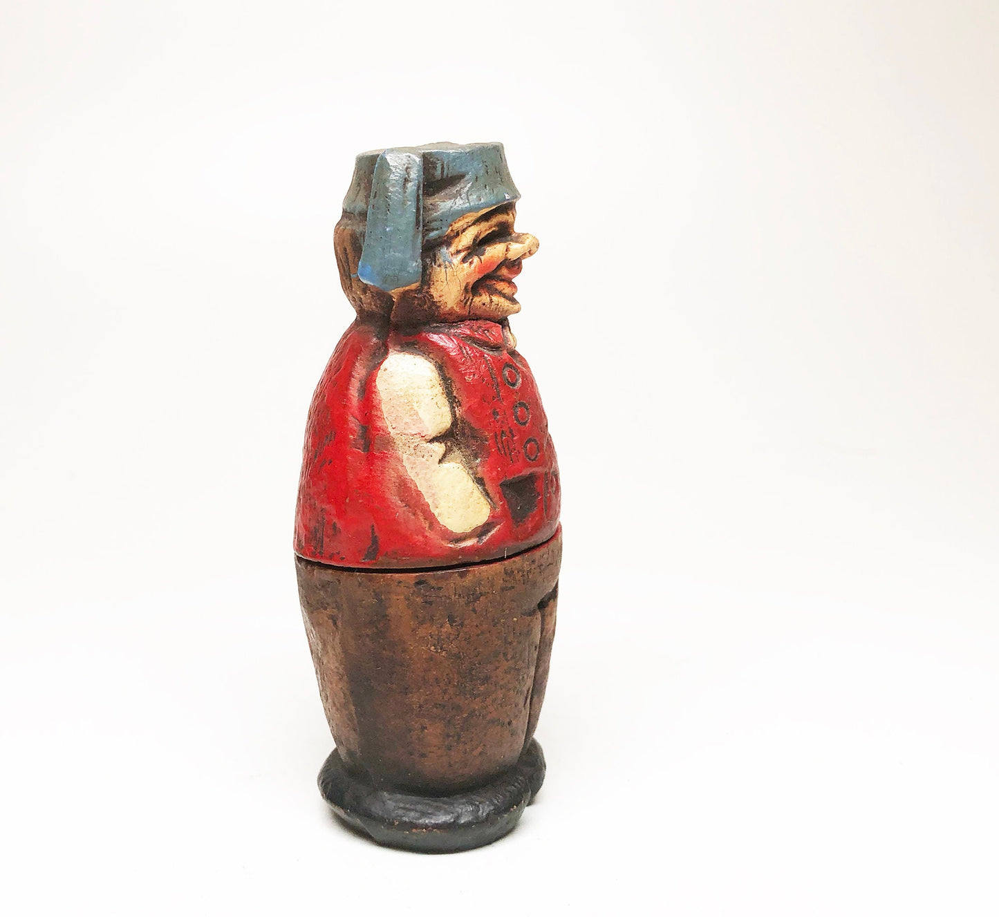 WORKING FIGURAL LIGHTER - 1940s Old Man Wooden Figural Lighter Made in the Usa
