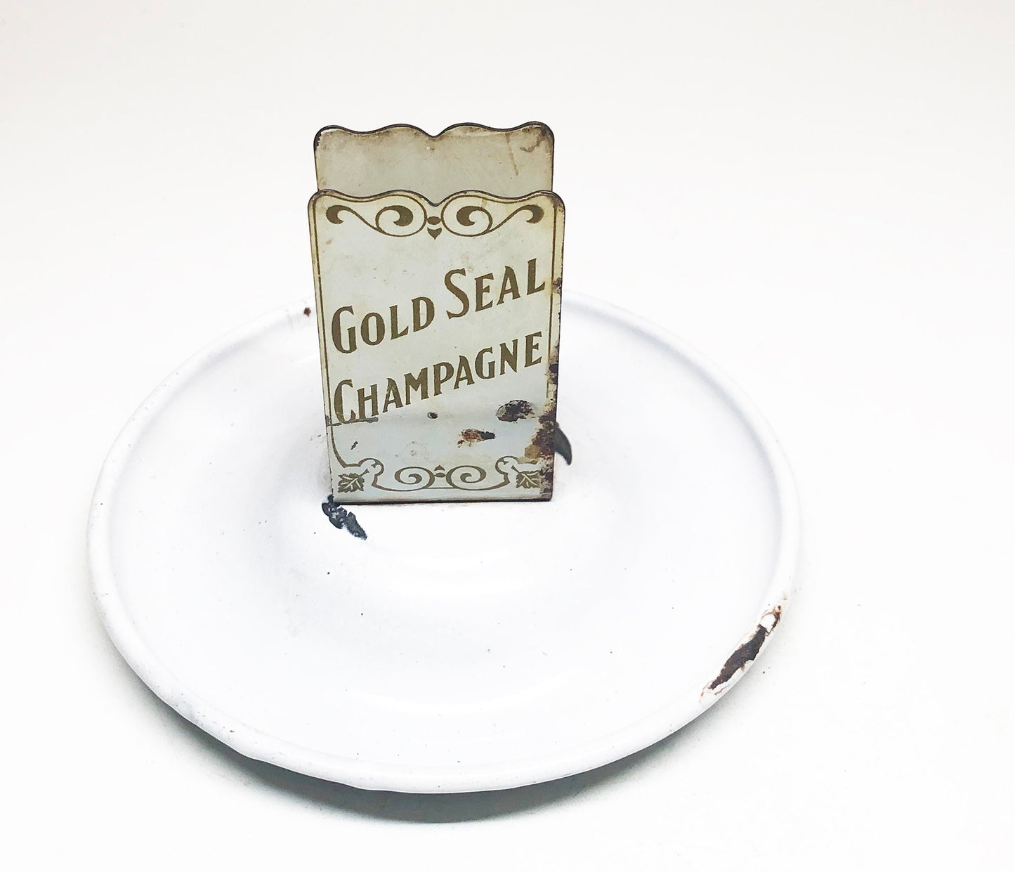 Early 1900s Gold Seal Champagne Ashtray / Matchbook Holder
