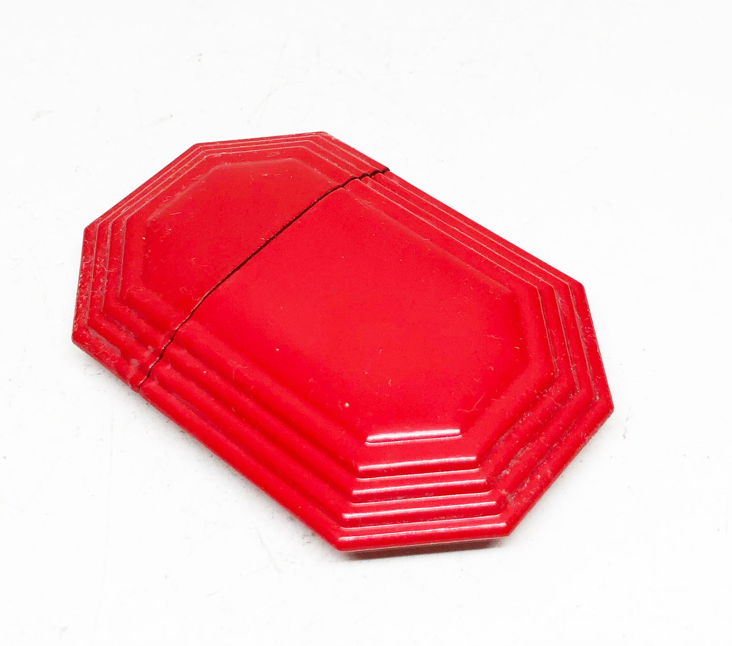 Working Eagle Red Octagonal Lighter - Vintage 1930's Trench Style Blue Steel Sleeve Lighter in Original Box - Made in USA