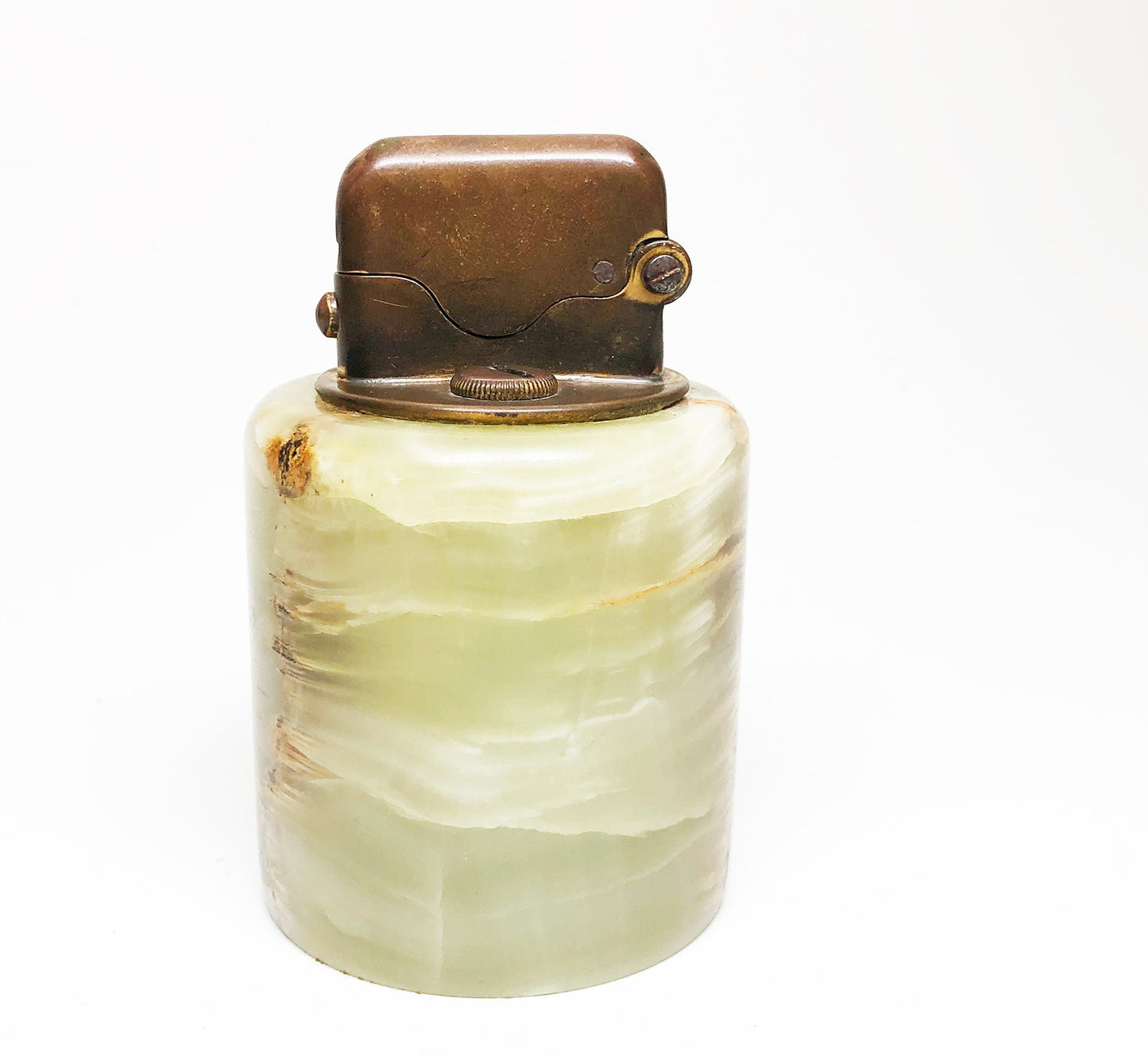Thorens Single Claw Table Lighter and Ashtray Set - Working 1920s Rare Swiss Made Antique Old Semi-Automatic Lighter with Marble Ashtray