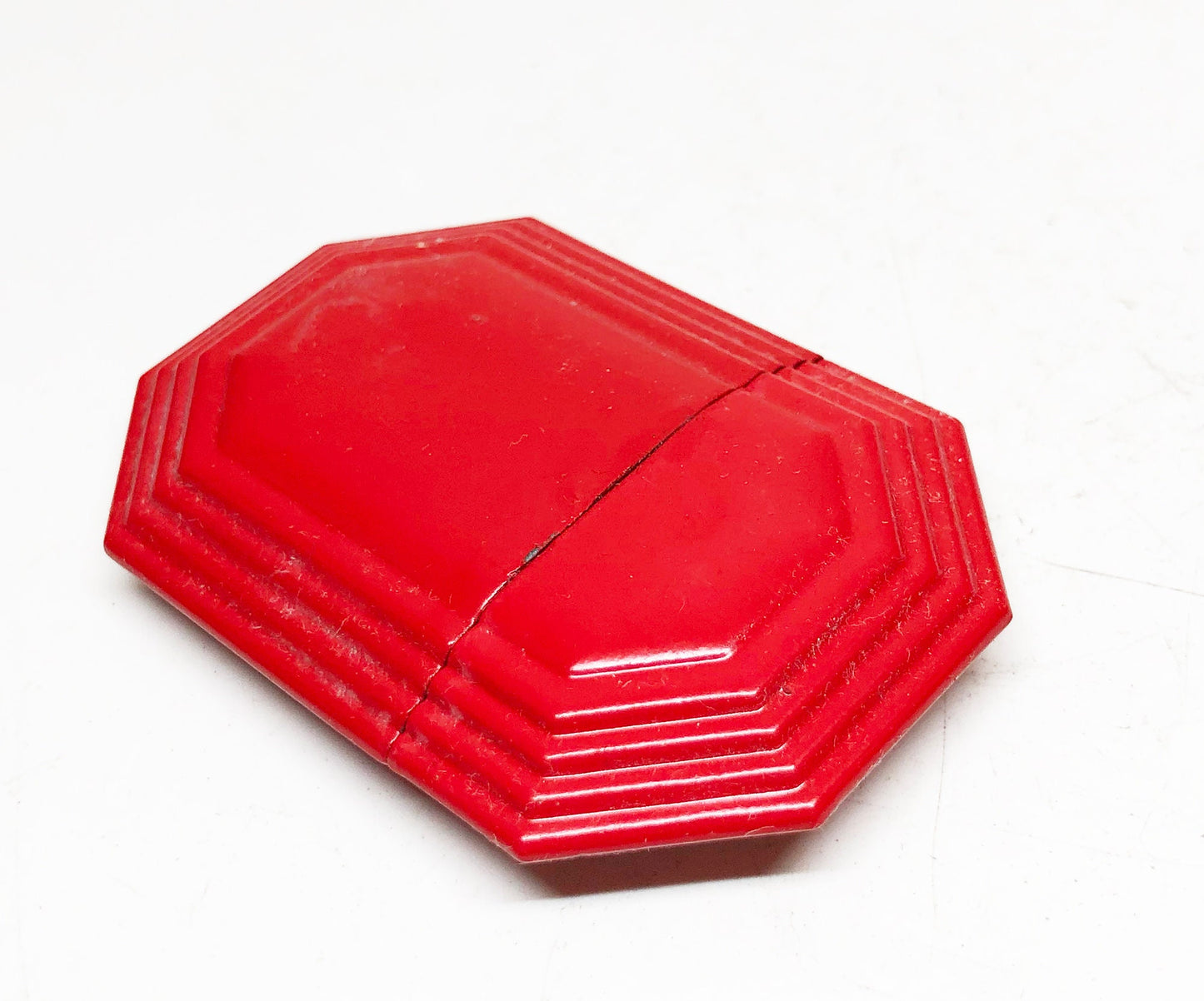 Working Eagle Red Octagonal Lighter - Vintage 1930's Trench Style Blue Steel Sleeve Lighter in Original Box - Made in USA