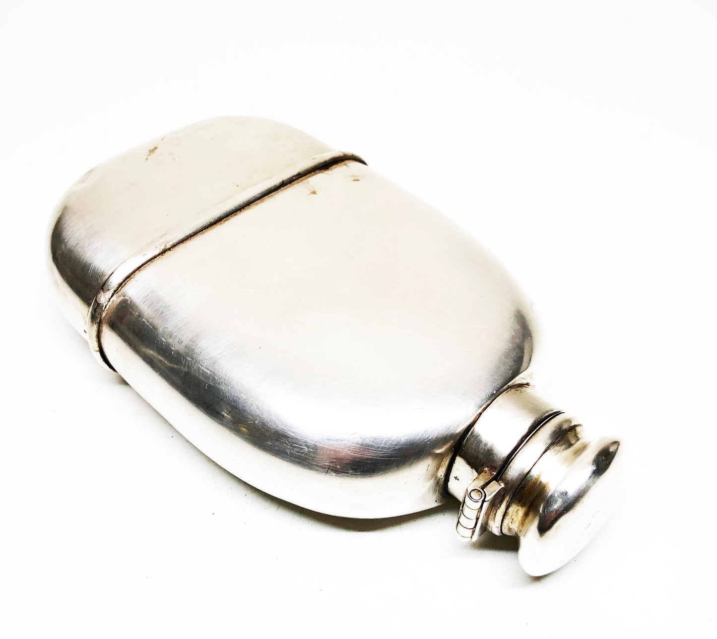 Sterling Silver and Glass Antique 1920s 4oz Flask