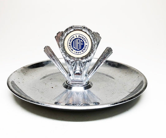 WBF Pincherette Ashtray / Coin Tray - Rare NYC Workmen's Benefit Fund Advertising 1950s Union Ash Tray - Antique Tobacciana