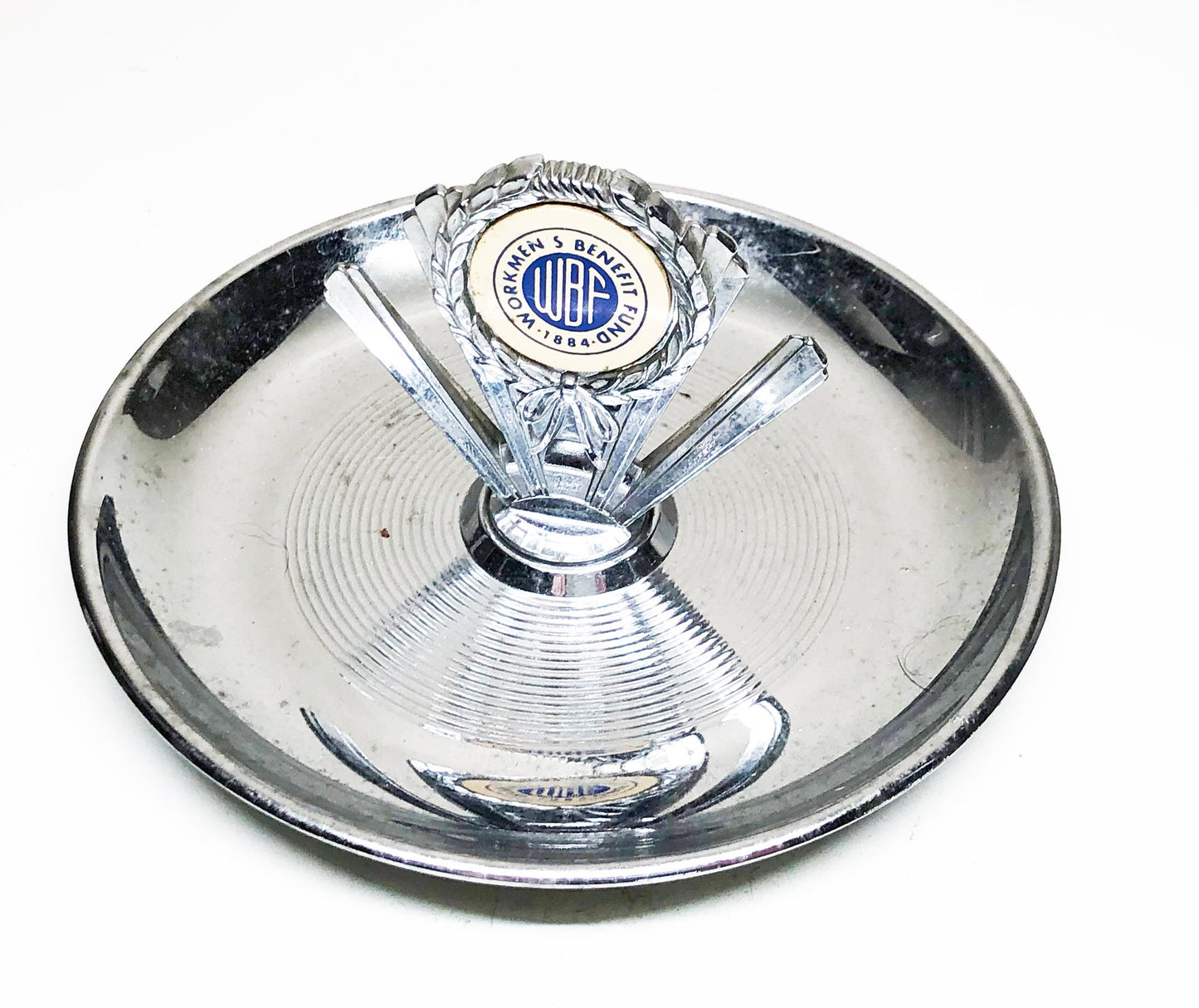 WBF Pincherette Ashtray / Coin Tray - Rare NYC Workmen's Benefit Fund Advertising 1950s Union Ash Tray - Antique Tobacciana