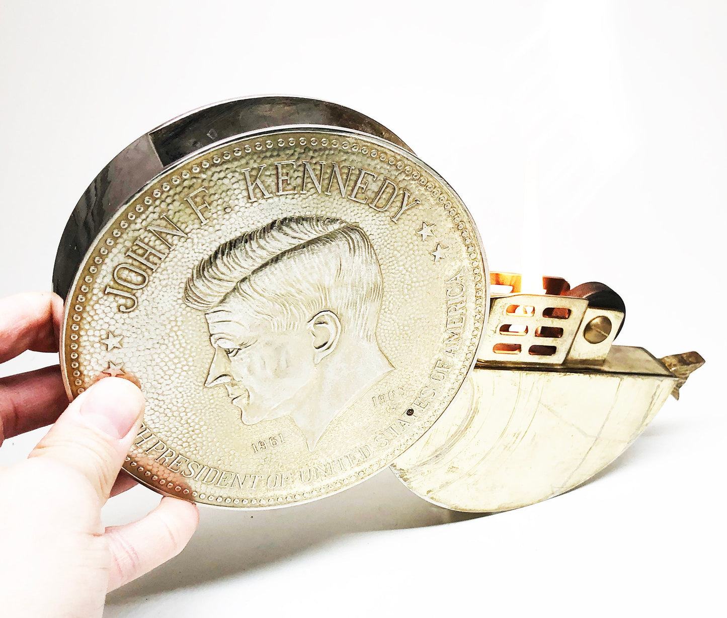 Large JFK Coin Table Lighter