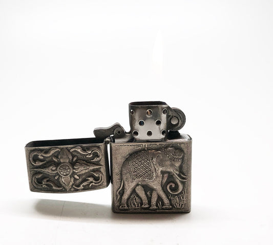 Vintage 1950s Siam / Thailand Sterling Silver Flip Top Lighter with Zippo Insert