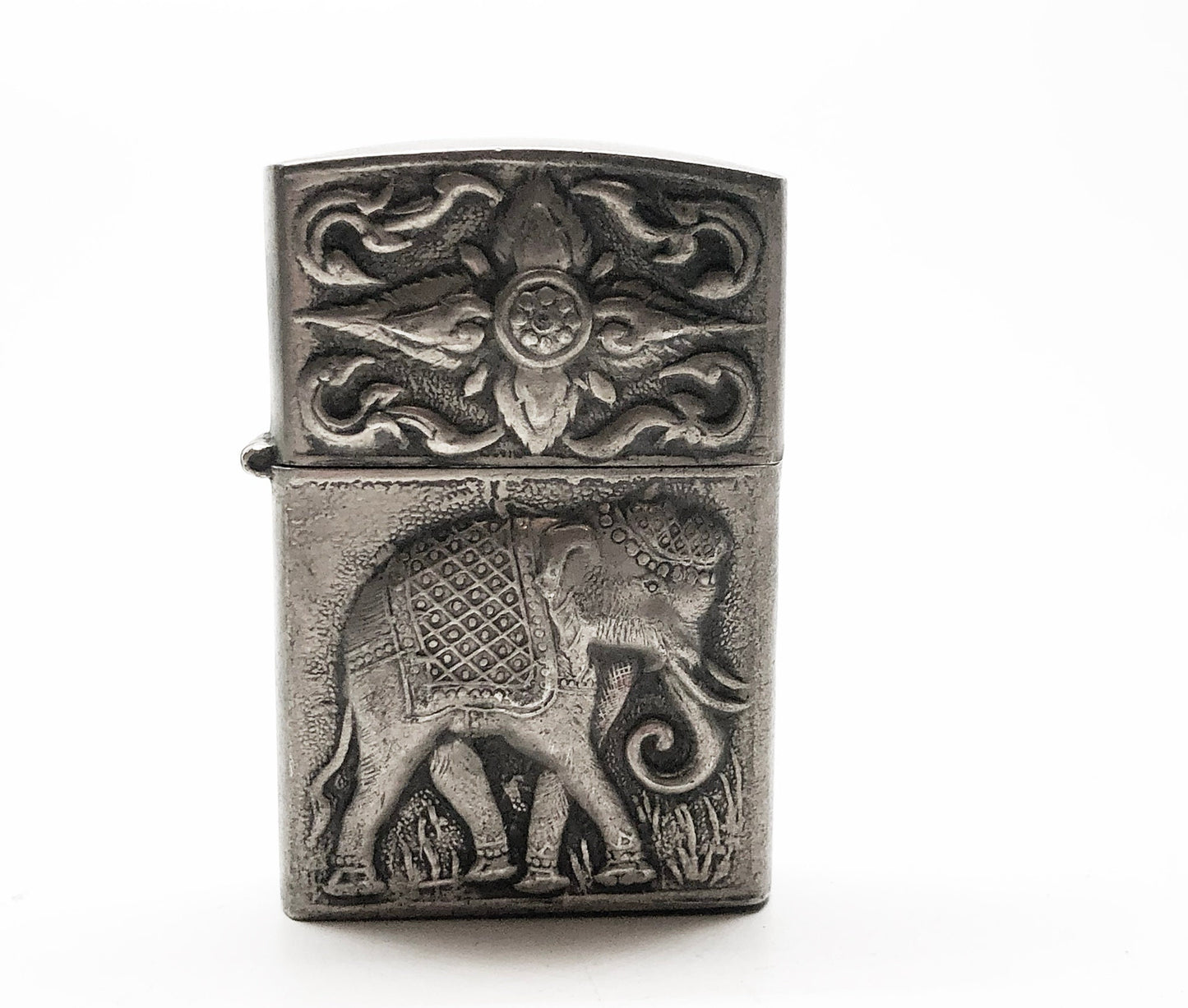 Vintage 1950s Siam / Thailand Sterling Silver Flip Top Lighter with Zippo Insert
