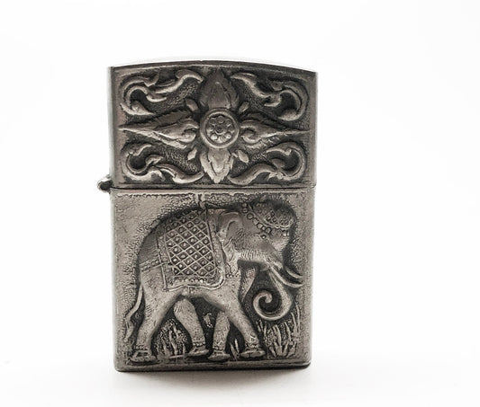Vintage 1950s Siam / Thailand Sterling Silver Flip Top Lighter with Zippo Insert
