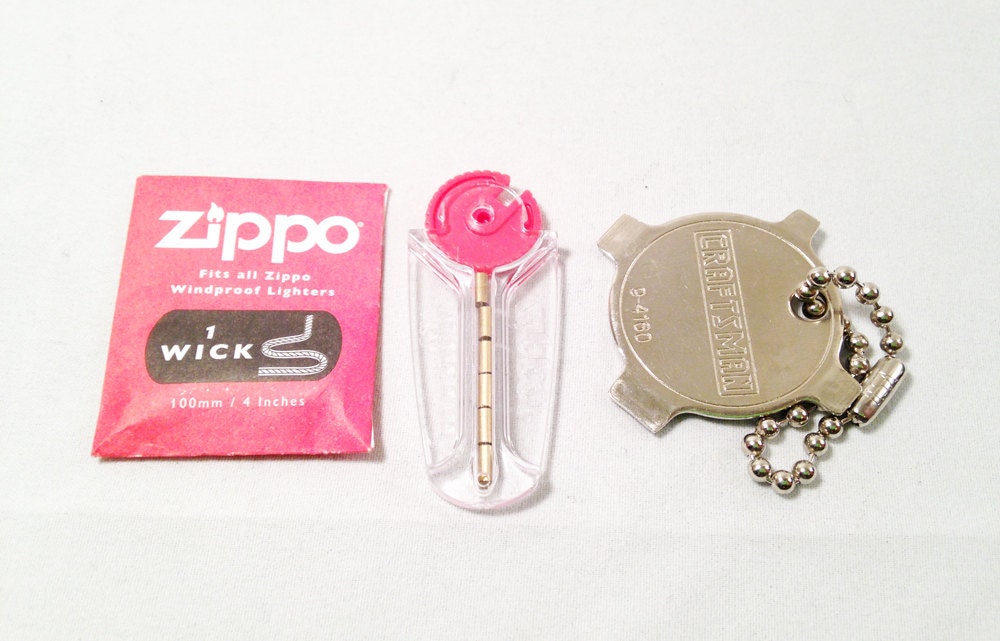 LIGHTER REPAIR KIT - 1 Zippo Wick, 1 Pack of Zippo Flints, Craftsman Keychain Screwdriver