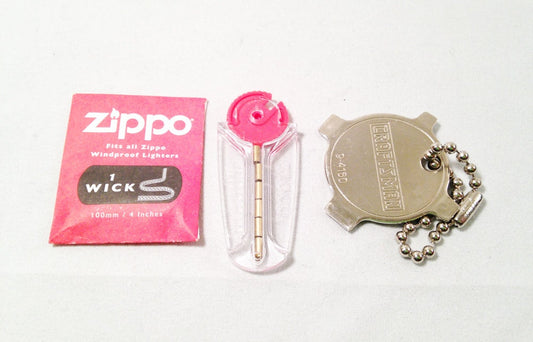 LIGHTER REPAIR KIT - 1 Zippo Wick, 1 Pack of Zippo Flints, Craftsman Keychain Screwdriver