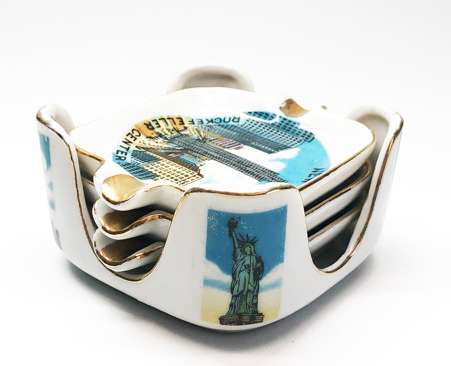 1950s New York City Souvenir Nesting Ashtray Set