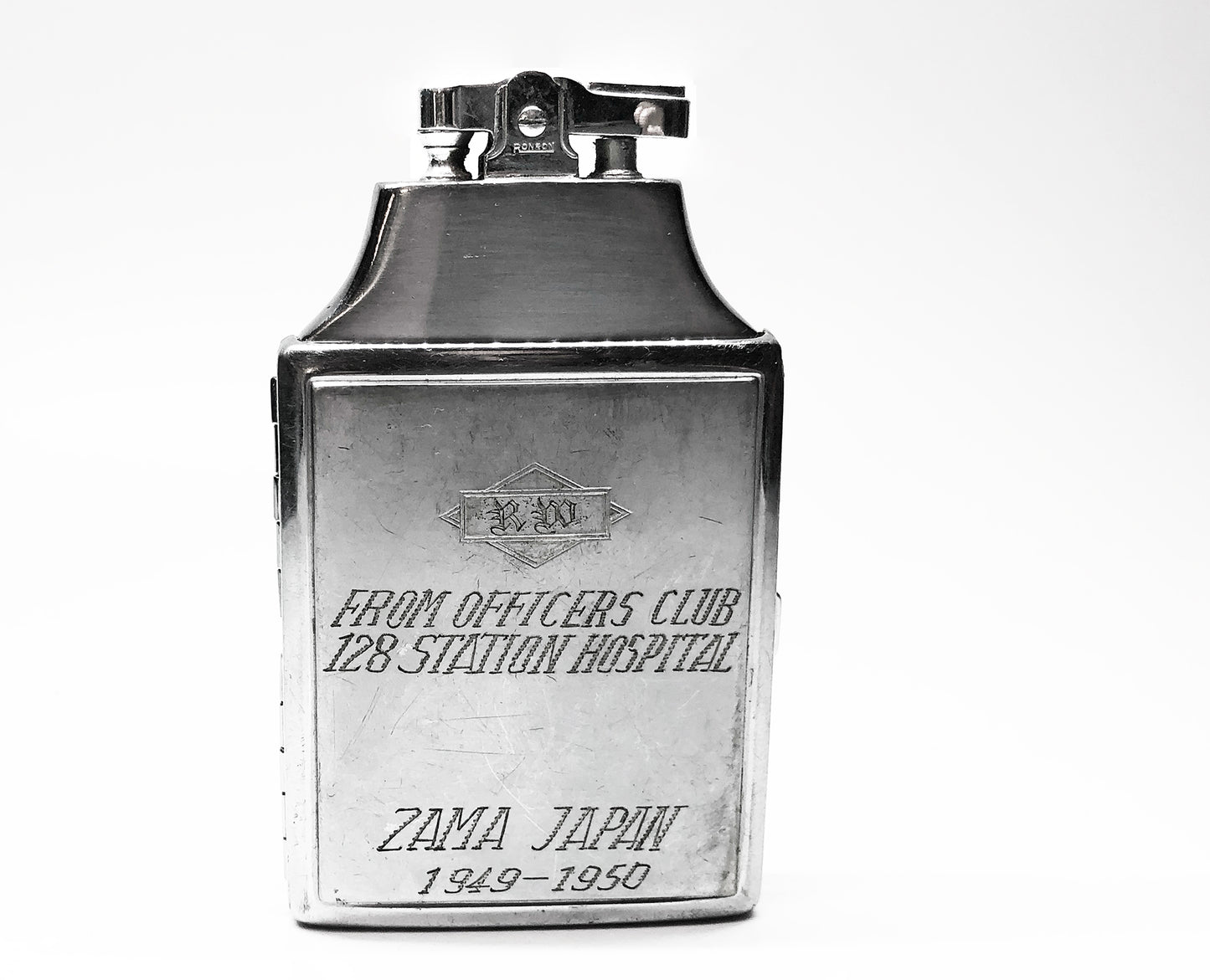 Hand Engraved Military Ronson Mastercase Lighter & Case Combination