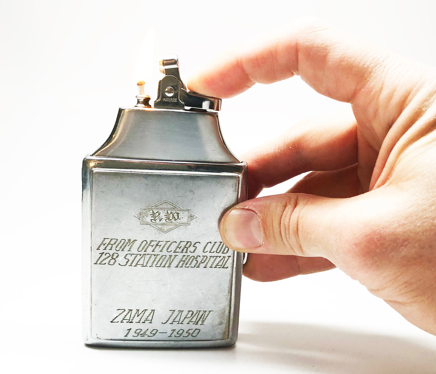 Hand Engraved Military Ronson Mastercase Lighter & Case Combination