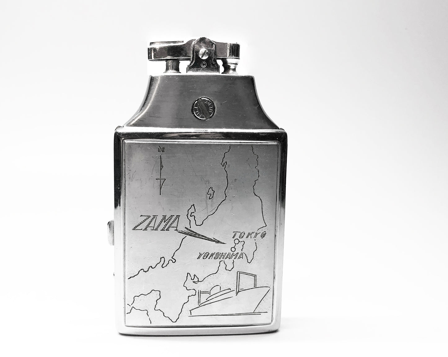 Hand Engraved Military Ronson Mastercase Lighter & Case Combination