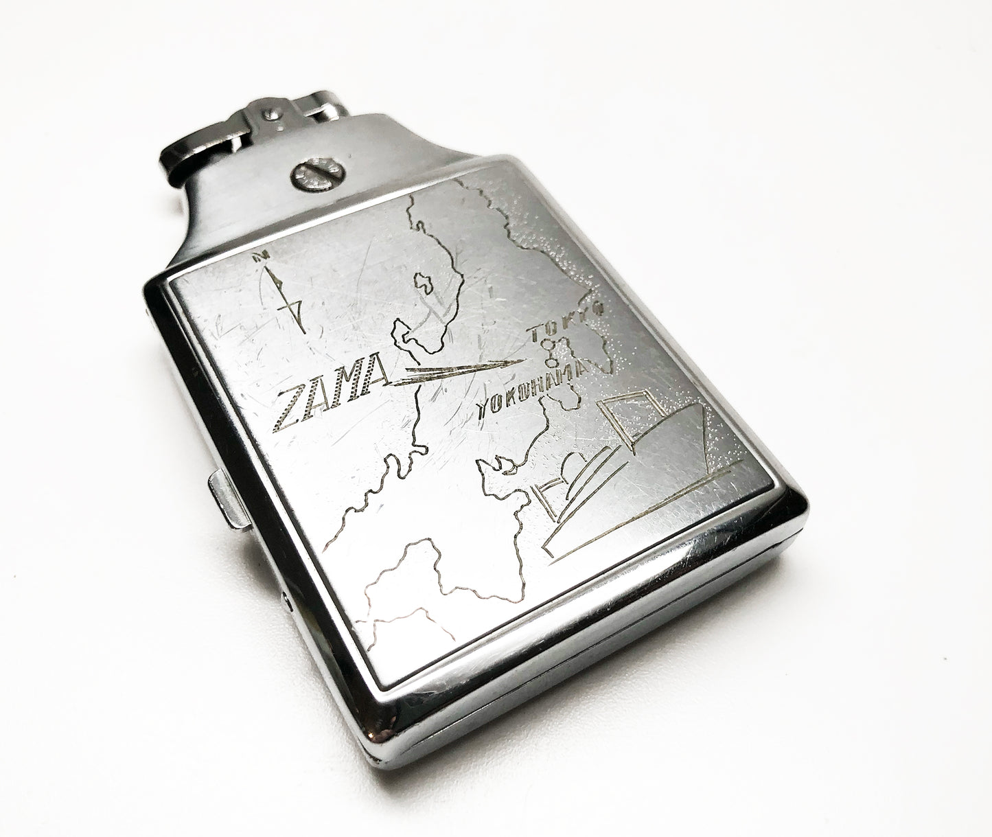 Hand Engraved Military Ronson Mastercase Lighter & Case Combination