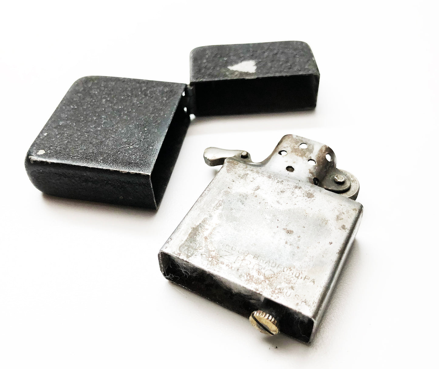 Rare 1943-1945 Black Crackle WWII Zippo with Original Insert