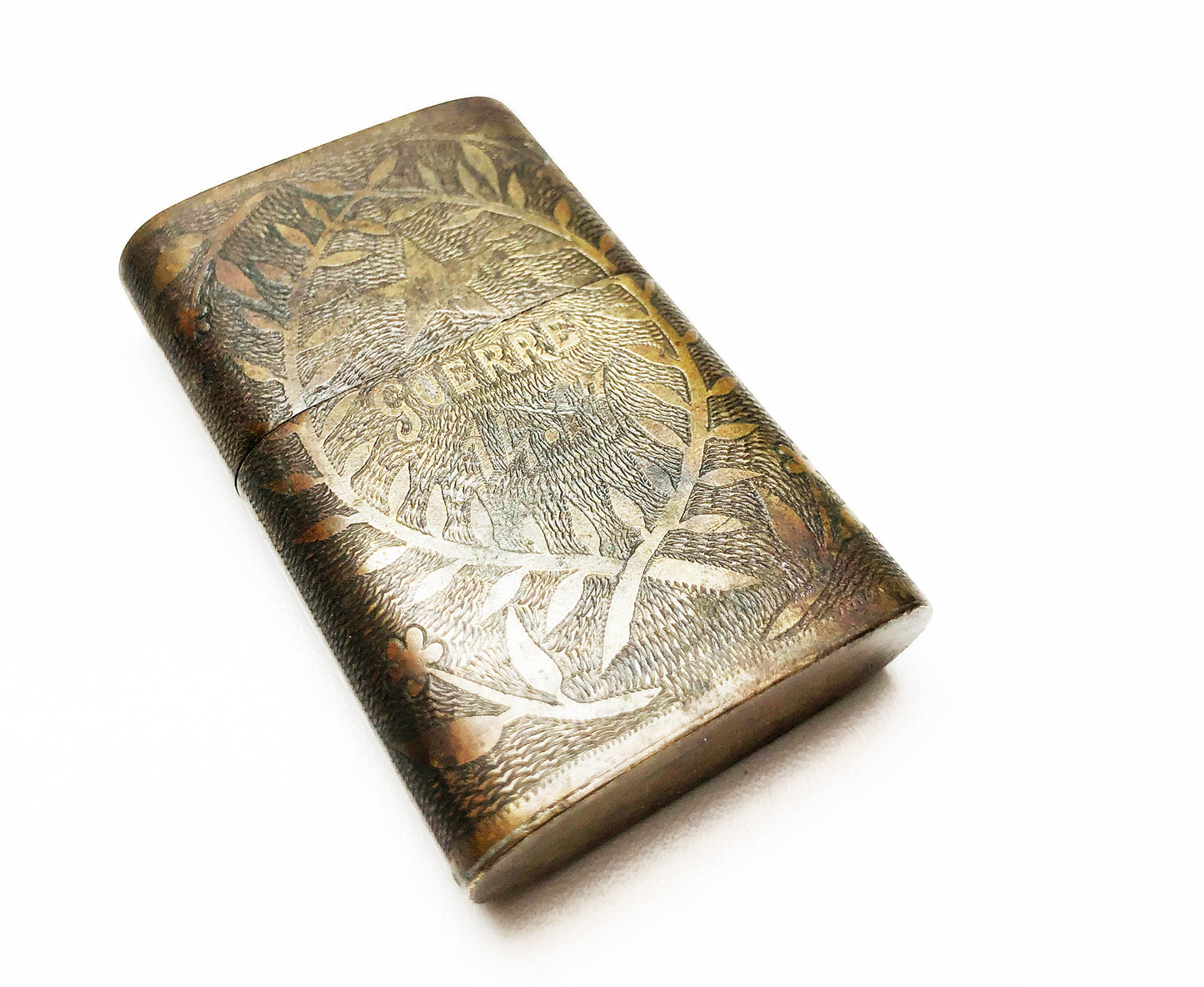 1917 WWI Hand Etched Trench Art Lighter